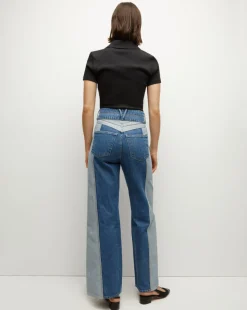 Veronica Beard Jeans*Taylor Two-Tone Wide-Leg Jean in Neptune