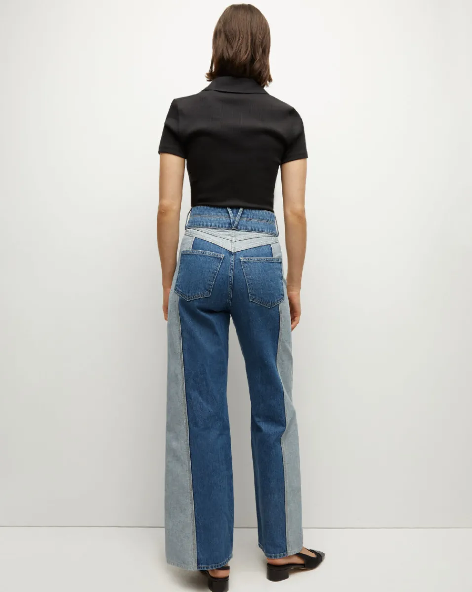 Veronica Beard Jeans*Taylor Two-Tone Wide-Leg Jean in Neptune