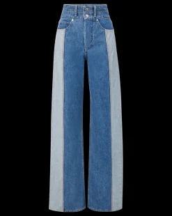 Veronica Beard Jeans*Taylor Two-Tone Wide-Leg Jean in Neptune
