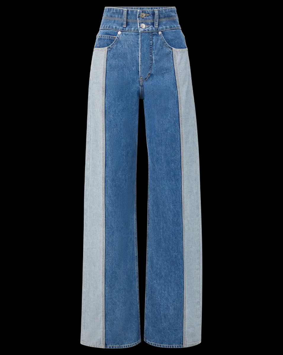 Veronica Beard Jeans*Taylor Two-Tone Wide-Leg Jean in Neptune