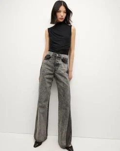Veronica Beard Jeans|The Veronicas' Favorites*Taylor Two-Tone Wide-Leg Jean in Volcanic Stone Colorblock VolcanicStoneColorblock