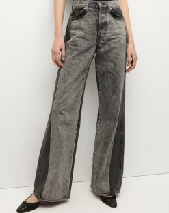 Veronica Beard Jeans|The Veronicas' Favorites*Taylor Two-Tone Wide-Leg Jean in Volcanic Stone Colorblock VolcanicStoneColorblock
