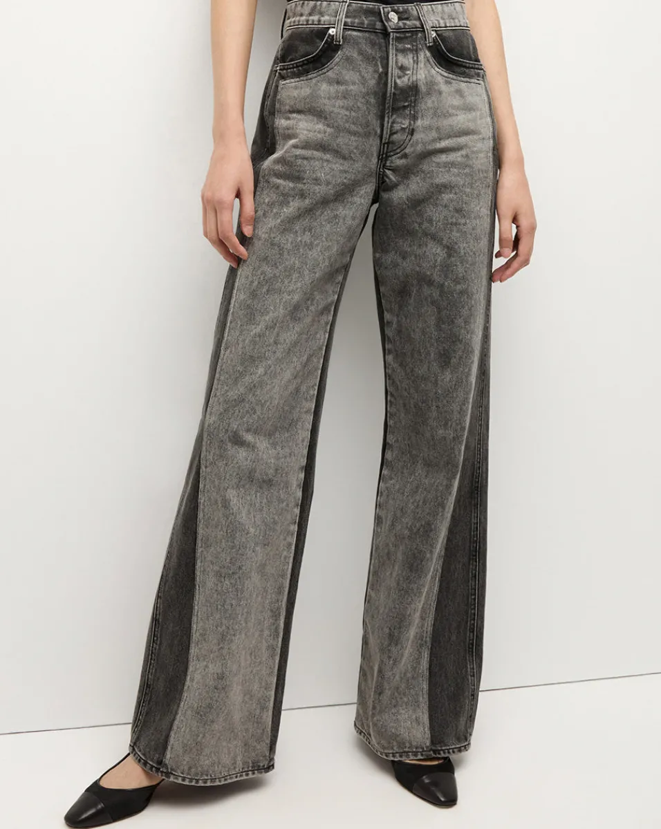 Veronica Beard Jeans|The Veronicas' Favorites*Taylor Two-Tone Wide-Leg Jean in Volcanic Stone Colorblock VolcanicStoneColorblock