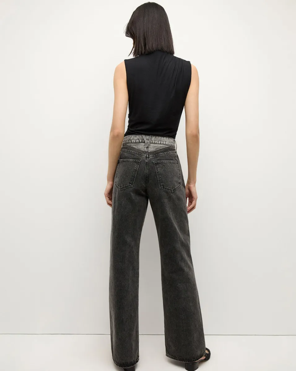 Veronica Beard Jeans|The Veronicas' Favorites*Taylor Two-Tone Wide-Leg Jean in Volcanic Stone Colorblock VolcanicStoneColorblock