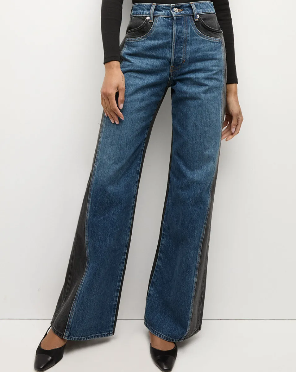 Veronica Beard Jeans|The Veronicas' Favorites*Taylor Two-Tone Wide-Leg Jean in Blue Moon Colorblock BlueMoonColorblock