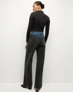 Veronica Beard Jeans|The Veronicas' Favorites*Taylor Two-Tone Wide-Leg Jean in Blue Moon Colorblock BlueMoonColorblock