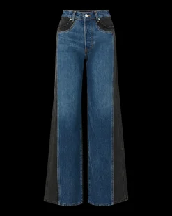 Veronica Beard Jeans|The Veronicas' Favorites*Taylor Two-Tone Wide-Leg Jean in Blue Moon Colorblock BlueMoonColorblock