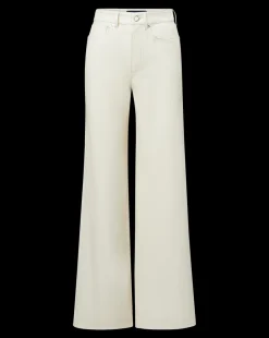 Veronica Beard Jeans*Taylor Vegan Leather Wide-Leg Jeans in Ecru