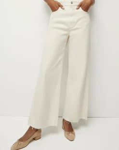 Veronica Beard Jeans*Taylor Wide-Leg Cropped Jean Ecru