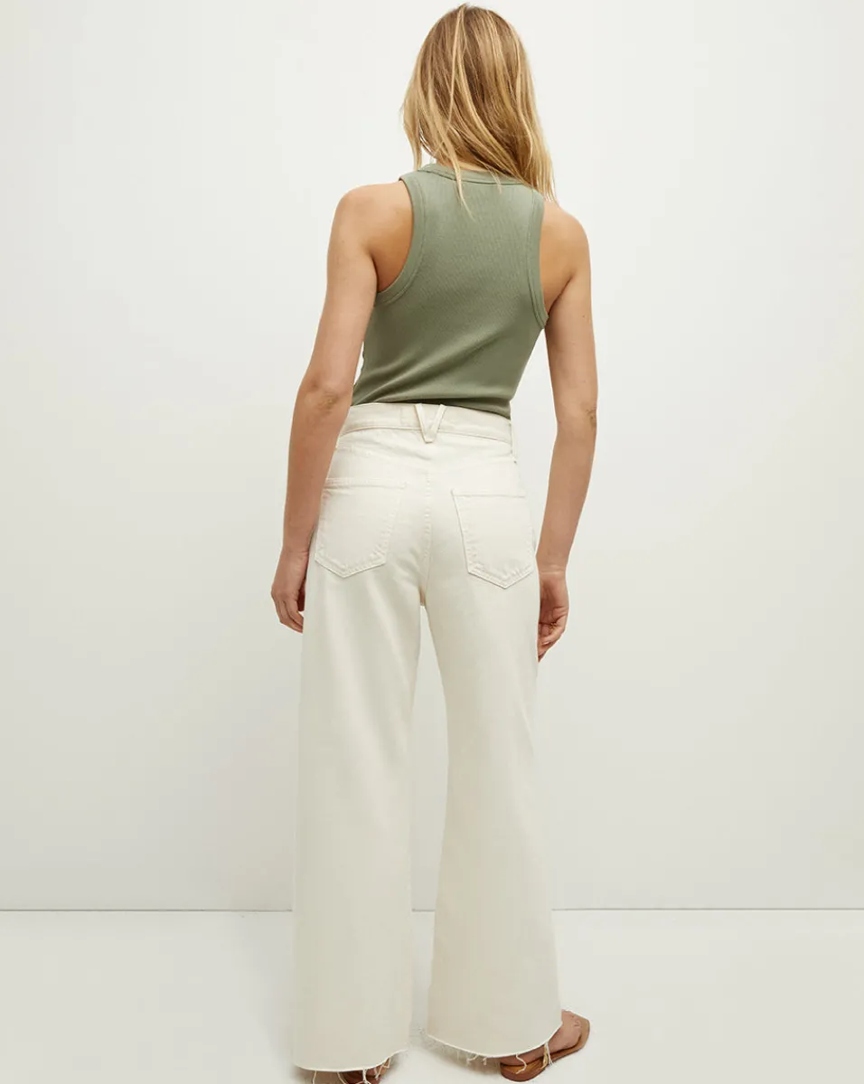 Veronica Beard Jeans*Taylor Wide-Leg Cropped Jean Ecru