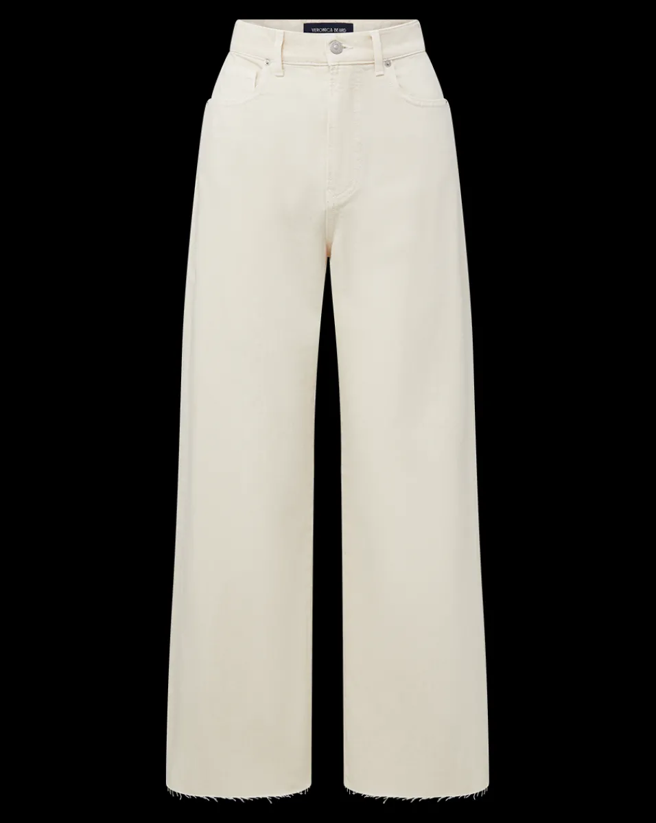 Veronica Beard Jeans*Taylor Wide-Leg Cropped Jean Ecru