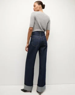 Veronica Beard Jeans*Taylor Wide-Leg Jean | Cuffed Jean in Dark Wash IndigoRinse