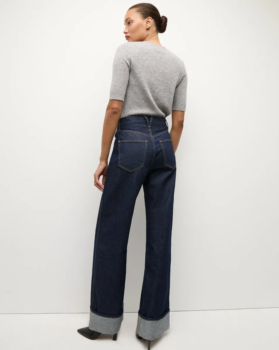 Veronica Beard Jeans*Taylor Wide-Leg Jean | Cuffed Jean in Dark Wash IndigoRinse