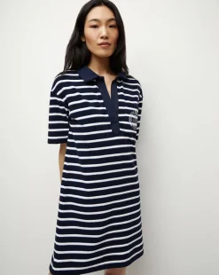Veronica Beard Dresses*Terrence Terrycloth Dress in Marine/Off-White/Blue Surf Marine/Off-White/BlueSurf