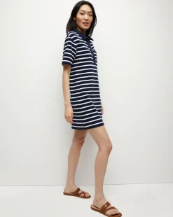 Veronica Beard Dresses*Terrence Terrycloth Dress in Marine/Off-White/Blue Surf Marine/Off-White/BlueSurf