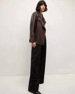 Veronica Beard Jackets & Outerwear|The Veronicas' Favorites*Thandie Leather Dickey Jacket in Dark Brown DarkChocolate