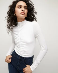 Veronica Beard Tops|Vb Classics*Theresa Ruched Turtleneck White