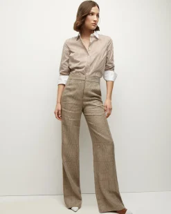 Veronica Beard Pants*Tonelli Plaid Pant in Ecru/Ochre