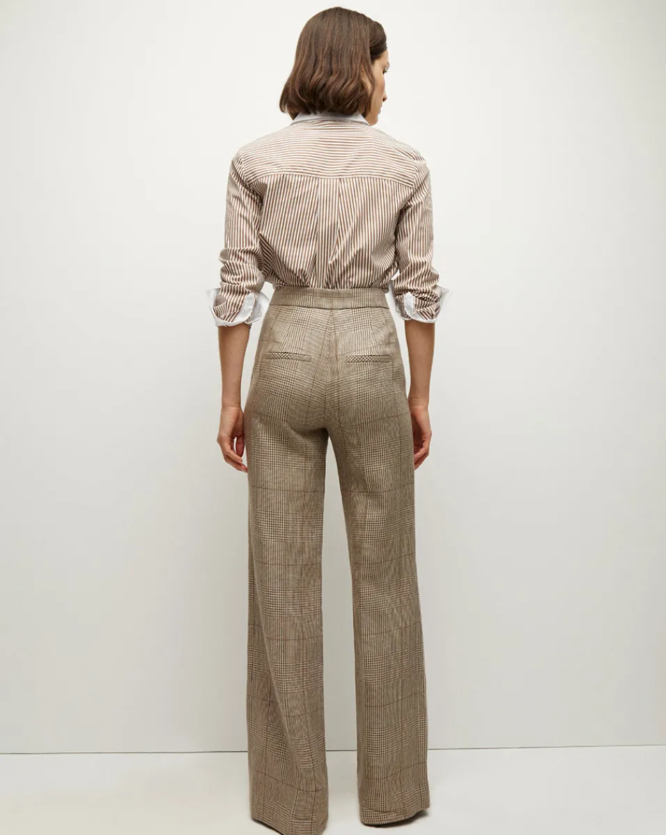 Veronica Beard Pants*Tonelli Plaid Pant in Ecru/Ochre