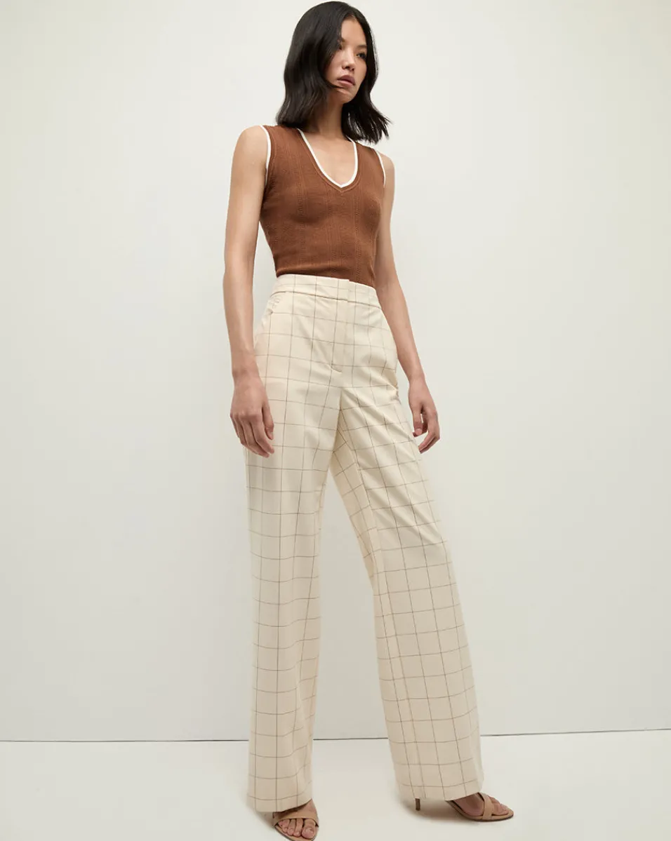 Veronica Beard Pants*Tonelli Plaid Pant in Ecru/Deep Ochre Ecru/DeepOchre