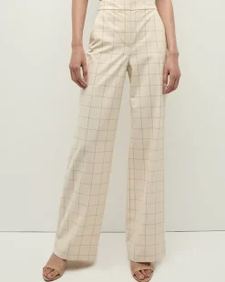 Veronica Beard Pants*Tonelli Plaid Pant in Ecru/Deep Ochre Ecru/DeepOchre