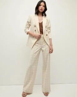 Veronica Beard Pants*Tonelli Plaid Pant in Ecru/Deep Ochre Ecru/DeepOchre