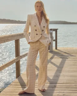 Veronica Beard Pants*Tonelli Plaid Pant in Ecru/Deep Ochre Ecru/DeepOchre