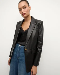 Veronica Beard Jackets & Outerwear*Vega Leather Dickey Jacket in Black