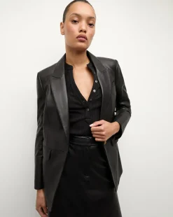 Veronica Beard Jackets & Outerwear*Vega Leather Dickey Jacket in Black