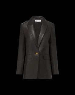 Veronica Beard Jackets & Outerwear*Vega Leather Dickey Jacket in Black