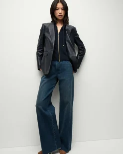 Veronica Beard Jackets & Outerwear*Vega Leather Dickey Jacket in Navy