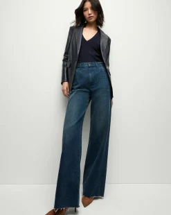 Veronica Beard Jackets & Outerwear*Vega Leather Dickey Jacket in Navy