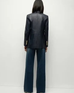 Veronica Beard Jackets & Outerwear*Vega Leather Dickey Jacket in Navy