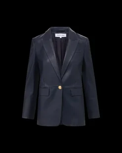 Veronica Beard Jackets & Outerwear*Vega Leather Dickey Jacket in Navy