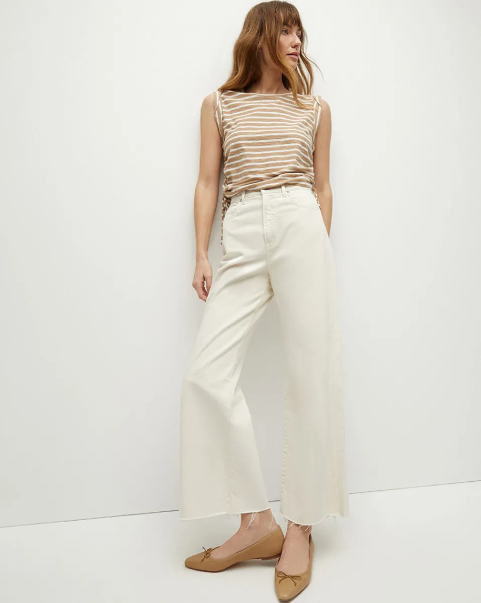 Veronica Beard Tops*Vinci Striped Muscle Tank Off-White/KhakiStripe