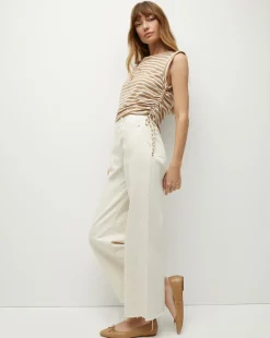Veronica Beard Tops*Vinci Striped Muscle Tank Off-White/KhakiStripe