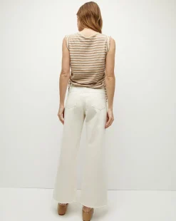 Veronica Beard Tops*Vinci Striped Muscle Tank Off-White/KhakiStripe