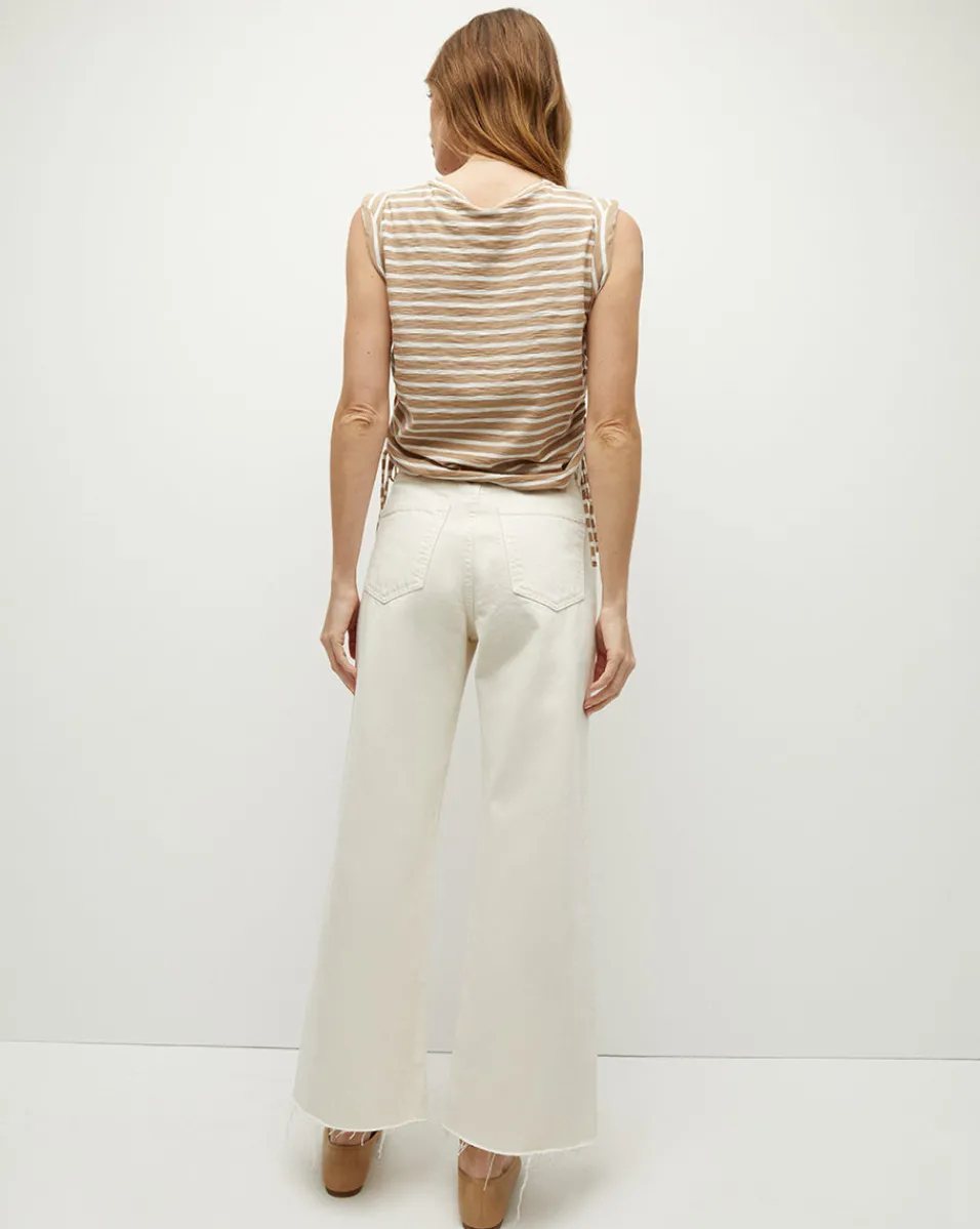 Veronica Beard Tops*Vinci Striped Muscle Tank Off-White/KhakiStripe