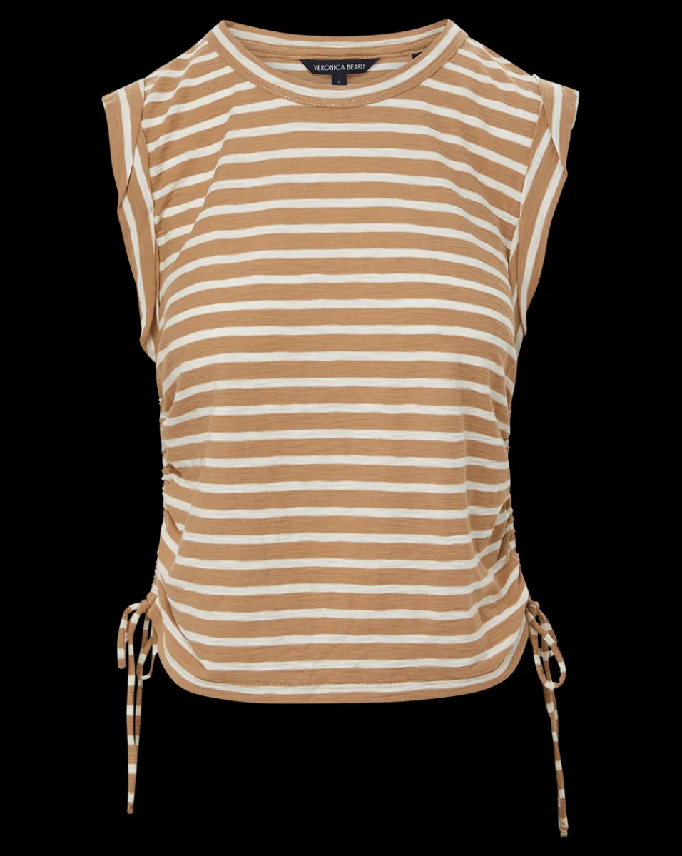Veronica Beard Tops*Vinci Striped Muscle Tank Off-White/KhakiStripe