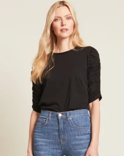Veronica Beard Tops|Vb Classics*Waldorf Ruched-Sleeve Tee Black