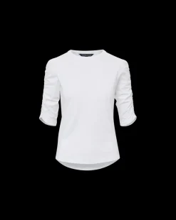 Veronica Beard Tops|Vb Classics*Waldorf Ruched-Sleeve Tee White