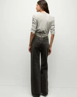 Veronica Beard Tops*Waldorf Ruched-Sleeve Tee in Heather Grey HeatherGrey
