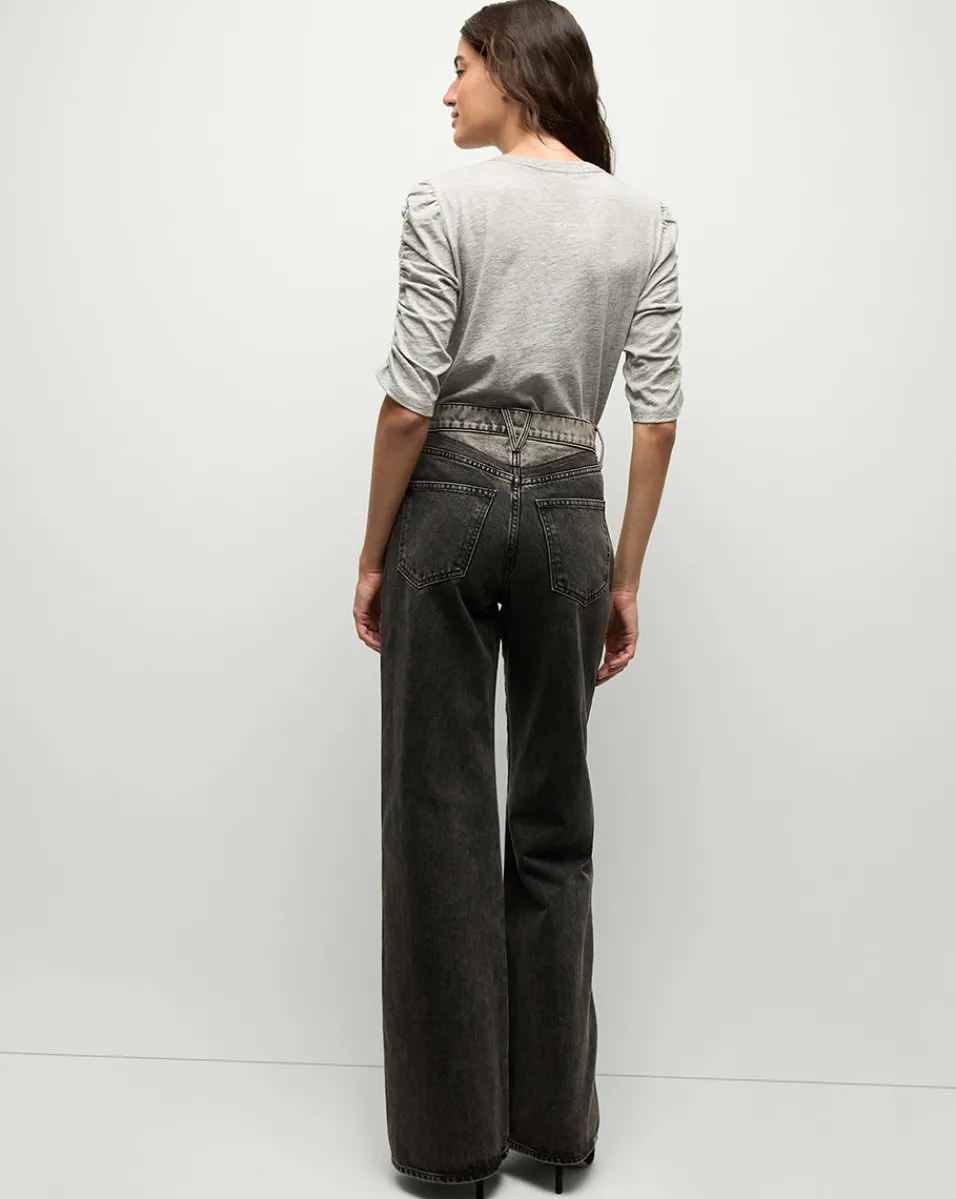 Veronica Beard Tops*Waldorf Ruched-Sleeve Tee in Heather Grey HeatherGrey