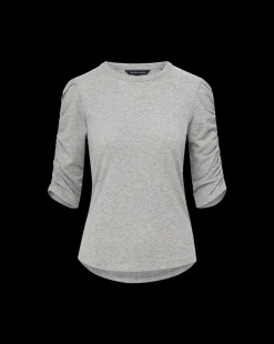 Veronica Beard Tops*Waldorf Ruched-Sleeve Tee in Heather Grey HeatherGrey