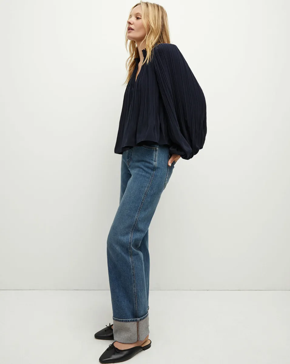 Veronica Beard Tops*Walker Pleated Top in Navy