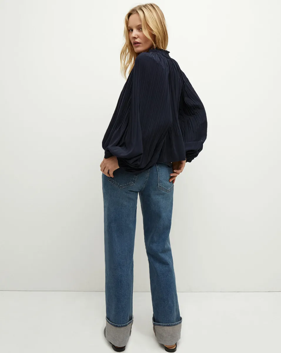 Veronica Beard Tops*Walker Pleated Top in Navy