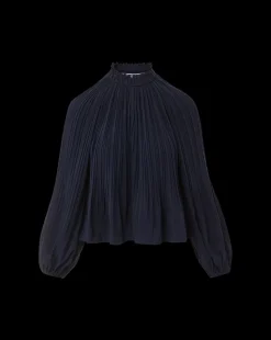 Veronica Beard Tops*Walker Pleated Top in Navy