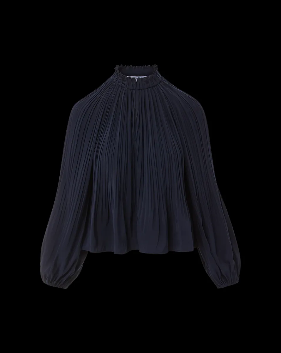 Veronica Beard Tops*Walker Pleated Top in Navy