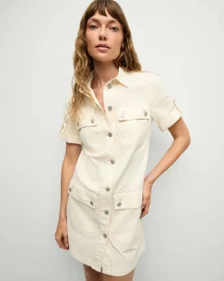 Veronica Beard Dresses*Warren Mini Shirtdress in Ecru