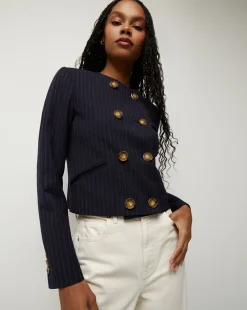 Veronica Beard Jackets & Outerwear*Winslow Pinstripe Collarless Jacket NavyMulti